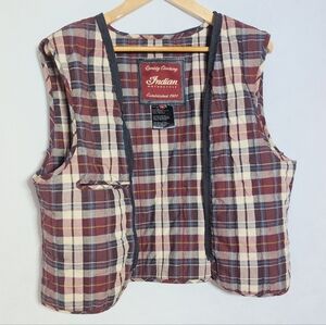 Indian Motorcycle Plaid Sleeveless Jacket Liner Only Zip In Sz M